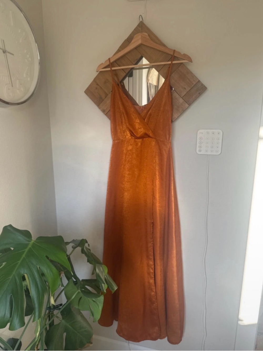 Lulu's Iridescent Copper Satin Maxi Slip Dress